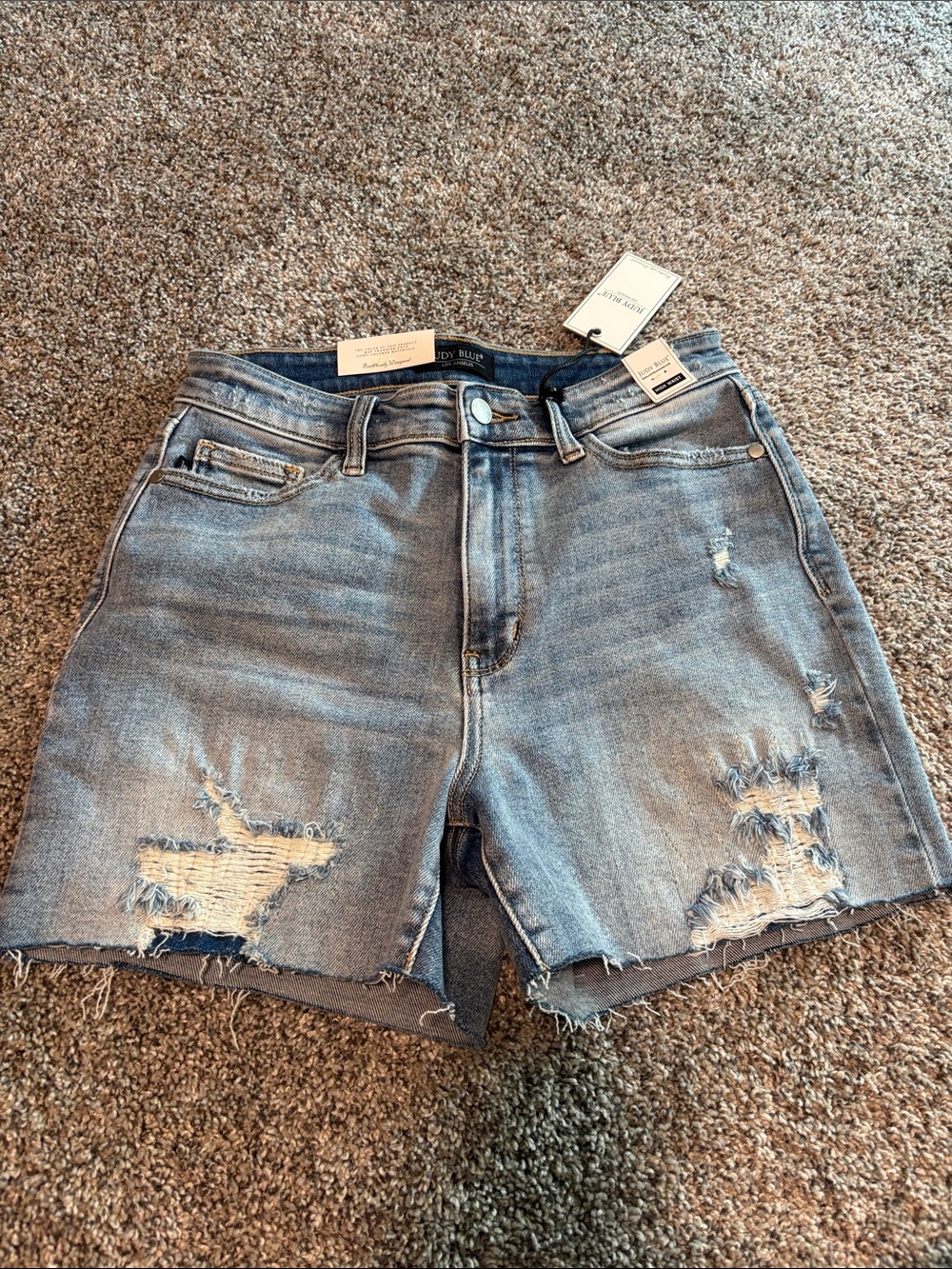 Judy Blue Distressed Light Wash Denim Shorts